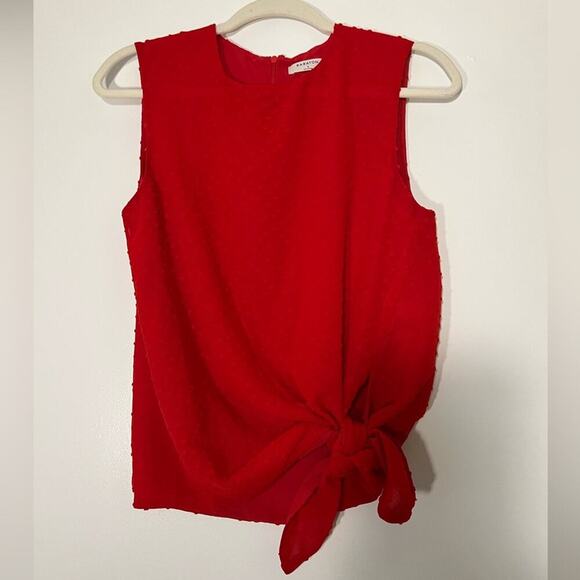 Aritzia Babaton Hopkins Red Sleeveless Blouse Size Small Knot Tie Front - Picture 1 of 5